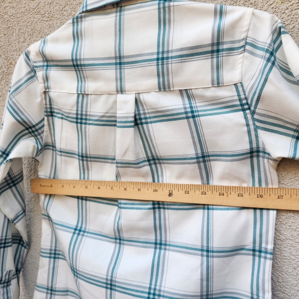 DIXXON Flannel Women's Whistler Blouse Small Plaid White Green Western Top - Picture 10 of 13